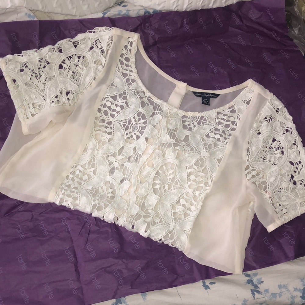 sheer lace ae shirt